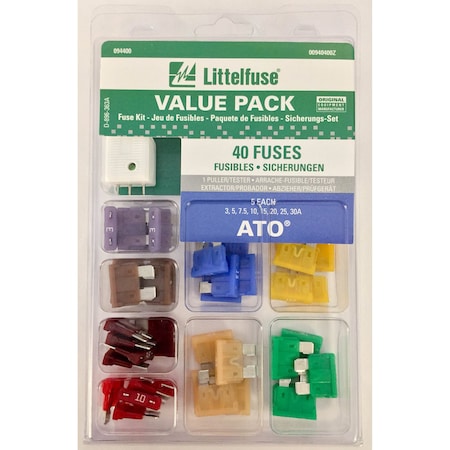 Littelfuse Fuse Kit, Ato Super, Value Pack 40Pc 00940400Z